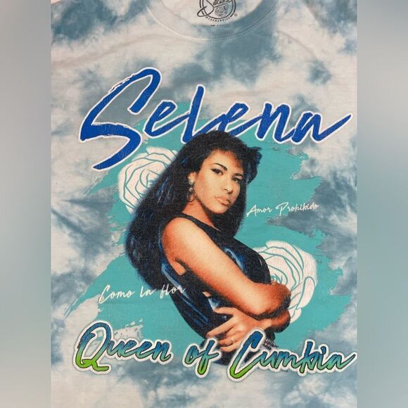 SELENA Queen Of Cumbia Graphic T-shirt Women Medium Blue Tie Dye Music - Picture 2 of 5